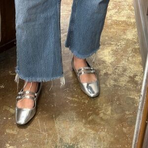 Steve Madden silver and grey mary jane ballet flats